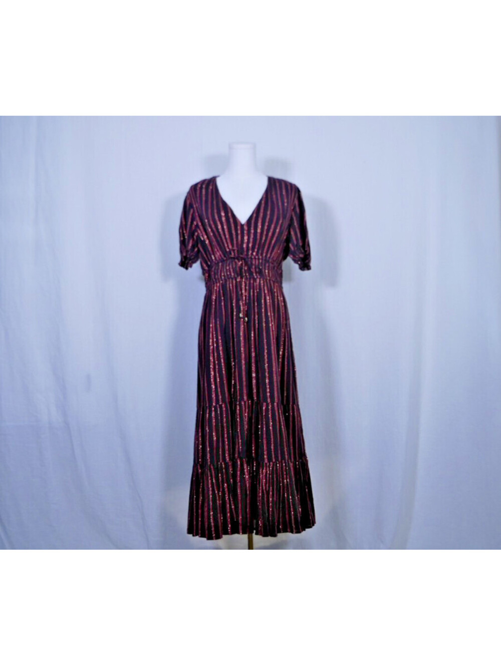 Ulla Johnson Metallic Striped Dress Women's Size 8